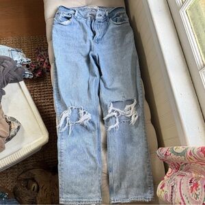 Abercrombie & Fitch Light Blue Distressed Straight Leg Jeans